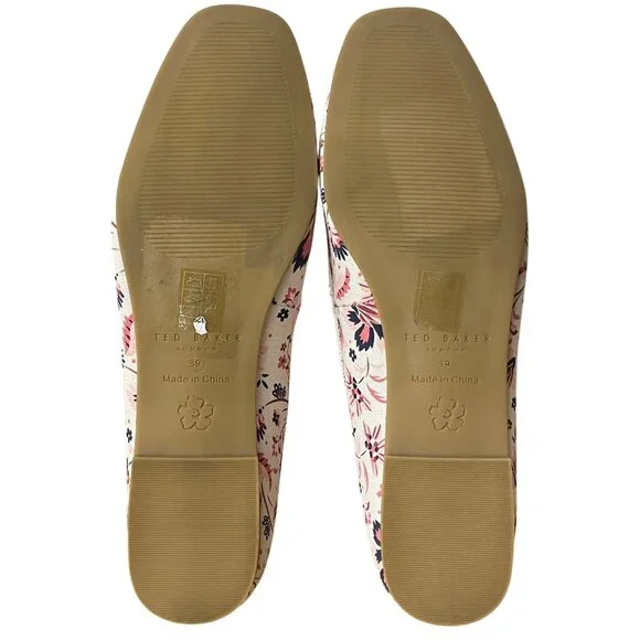 Ted Baker Bayna Floral Ballet Flats Sz 39 (EU) Bow Accent Slip On - Picture 8 of 9